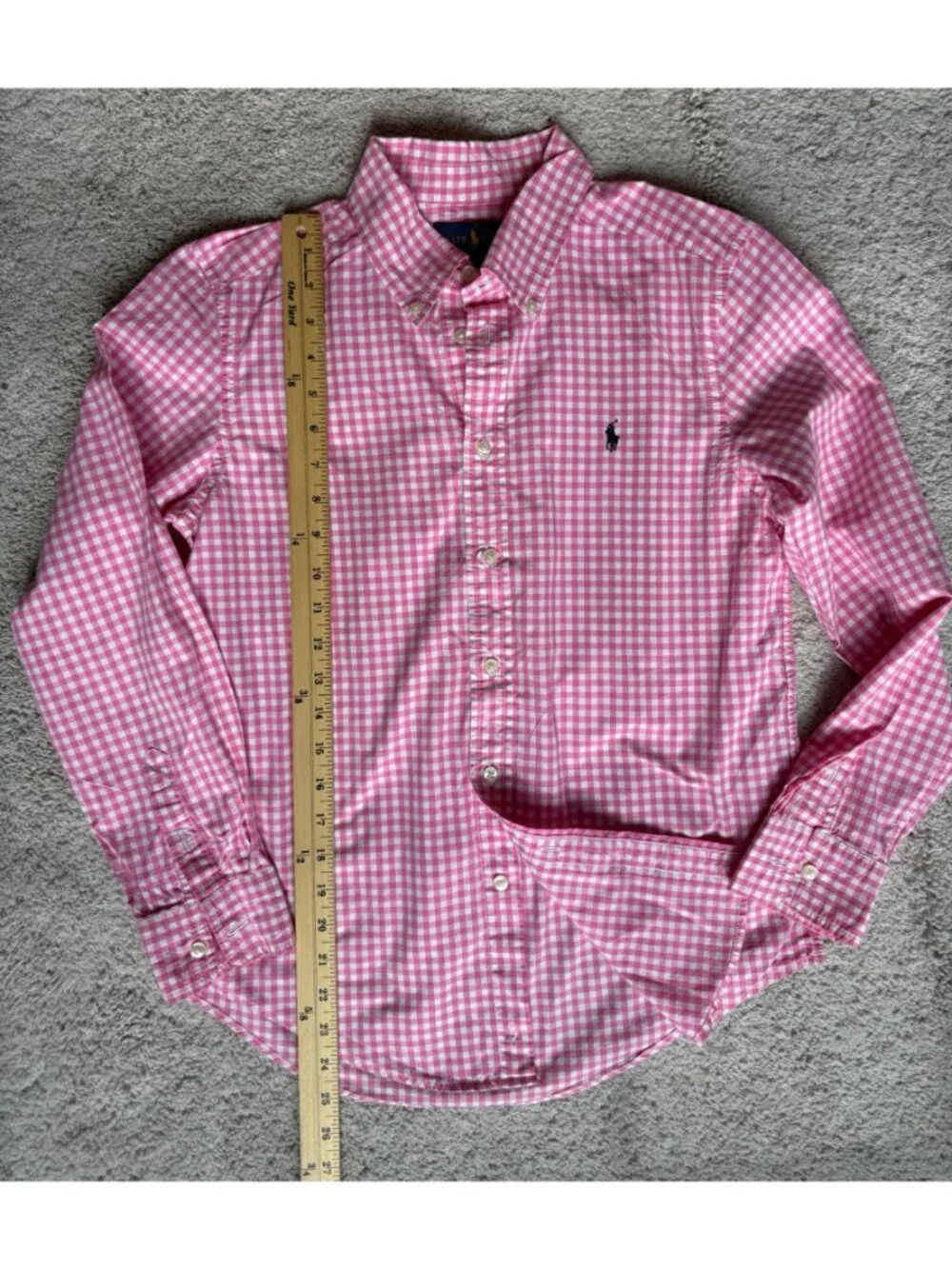 Ralph Lauren Blue Label Boys Shirt Size L / 14 Pink White Gingham LS Button Down